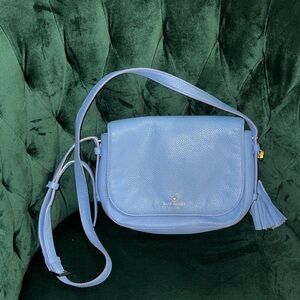 Kate Spade Powder Blue Pebbled Leather Crossbody Bag with Tassel